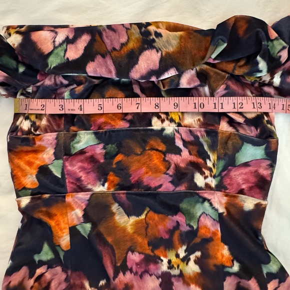 NWT MISA Anetta Painterly Libra Fleur Velvet Off the Shoulder Mini Dress - Picture 9 of 13